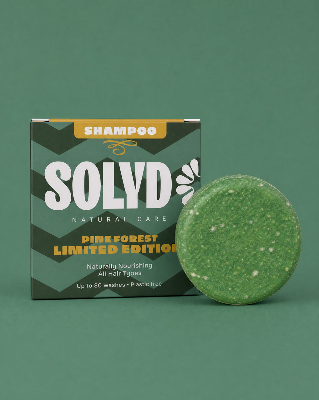 Shampoo Bar Pine Forest van SOLYD met verpakking